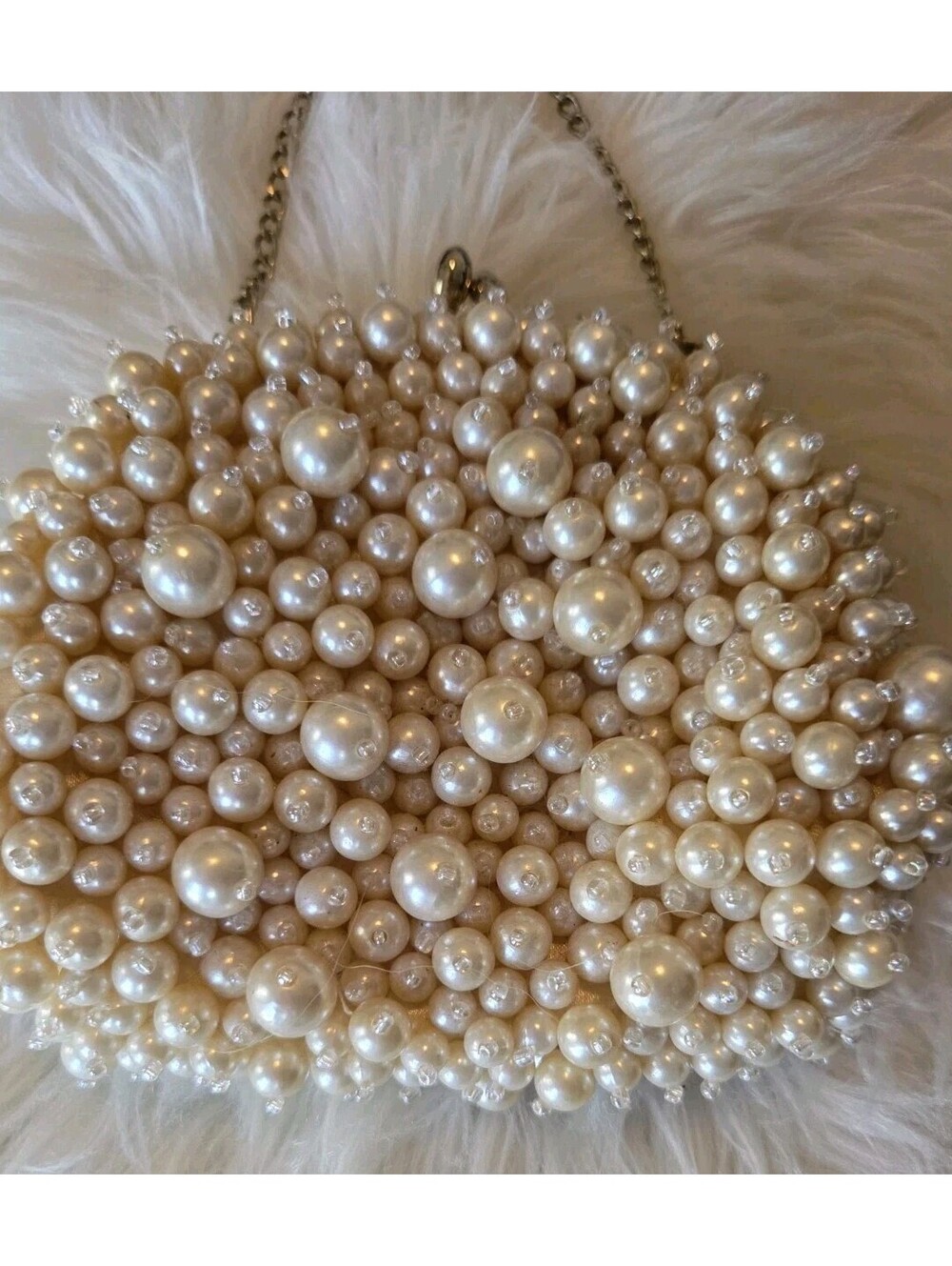 Banana Republic Pearl Studded Clutch Bag Vintage 00s Cream Colored Wedding